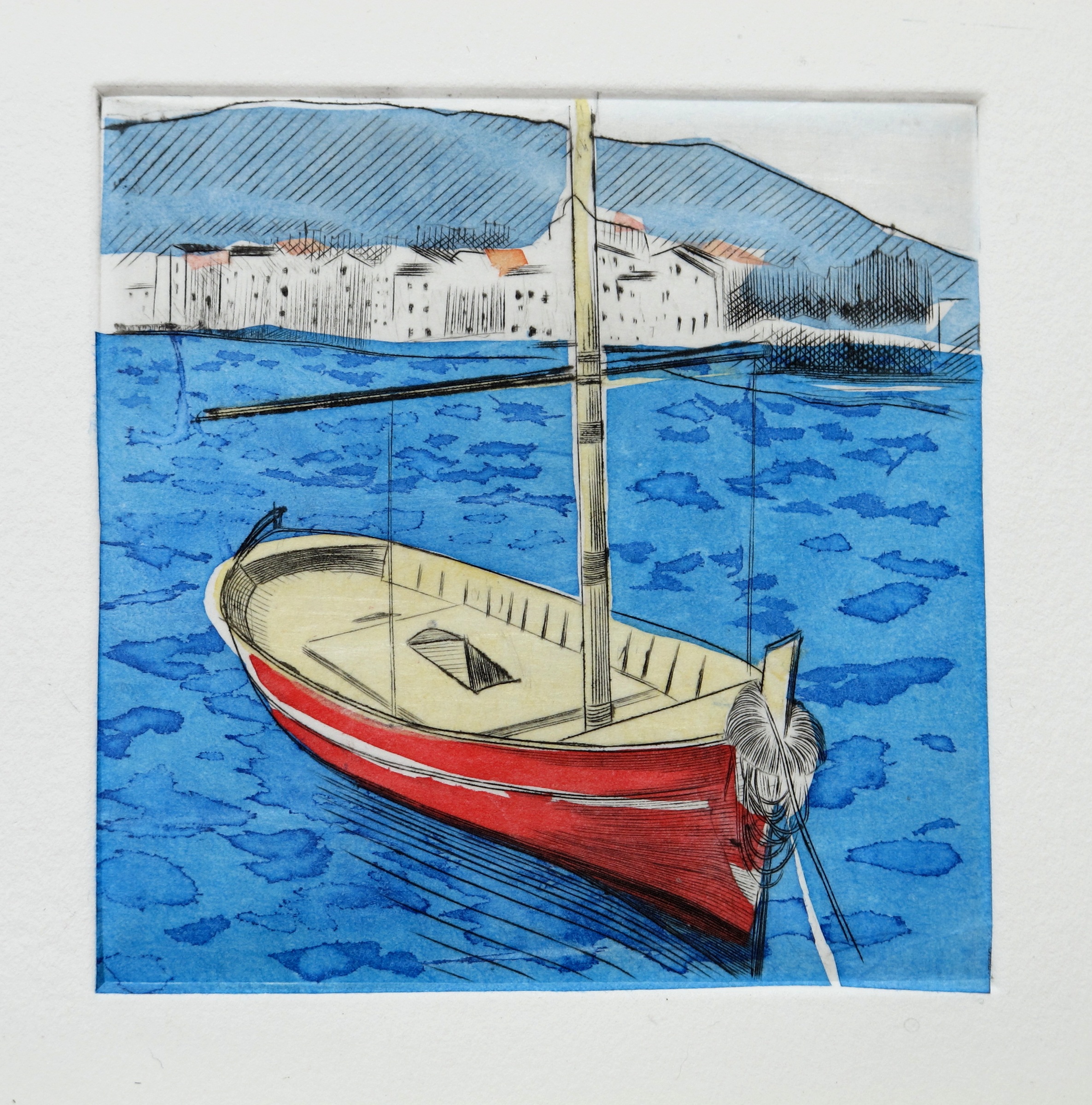 Cadaques - burin / chine collée - matrice 10 x 10 cm - edition 10