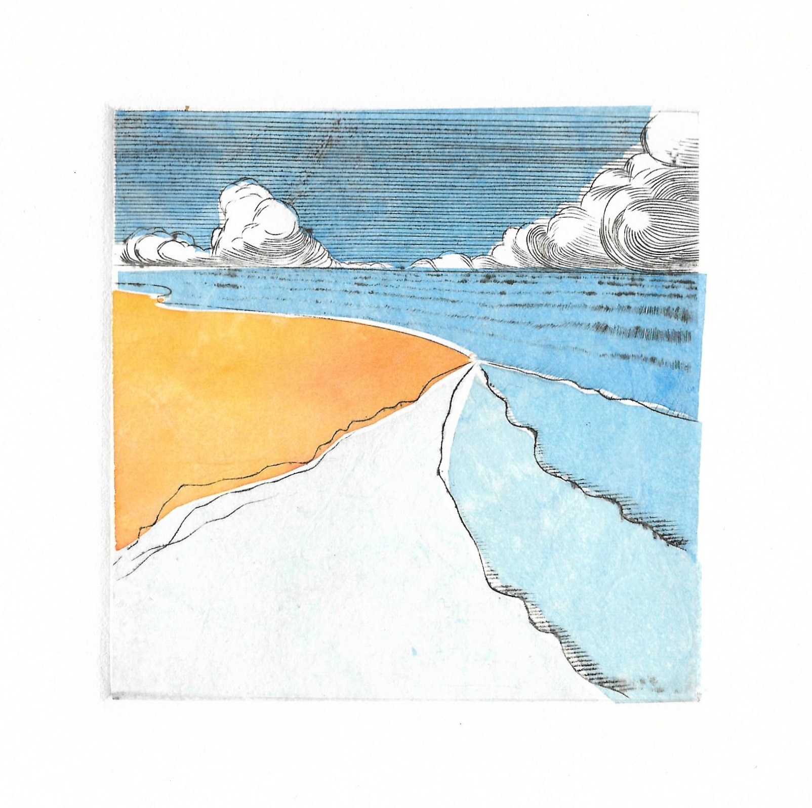 Color of sea III - burin / chine collée - matrice 10 x 10 cm - edition 10