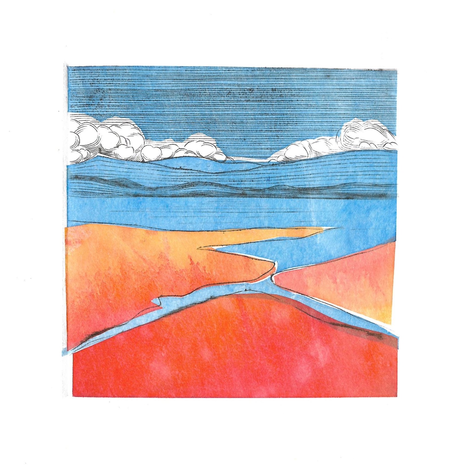Color of sea IV - burin / chine collée - matrice 10 x 10 cm - edition 10