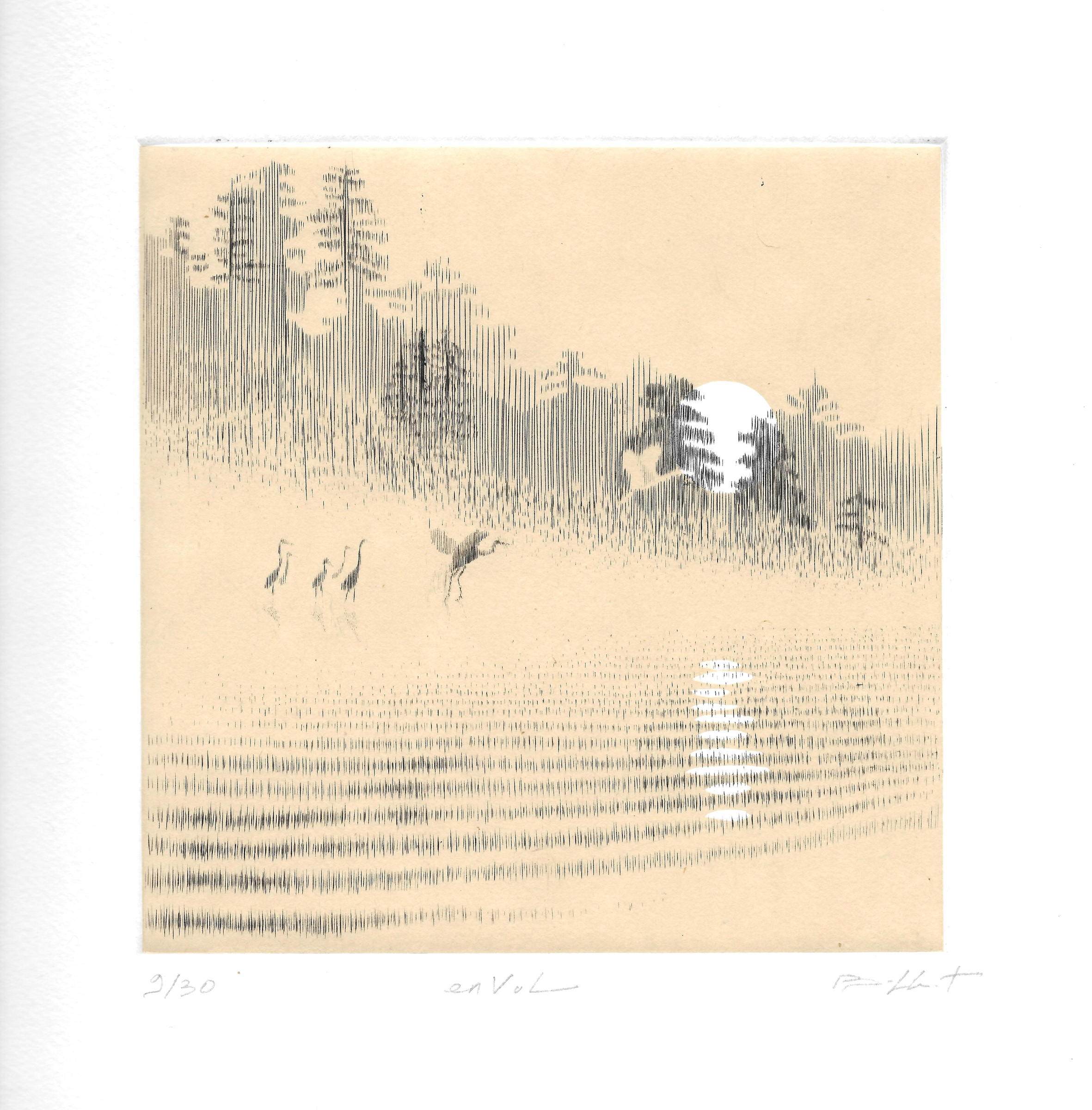 enVol - burin / chine collée - matrice 15 x 15 cm - edition 30