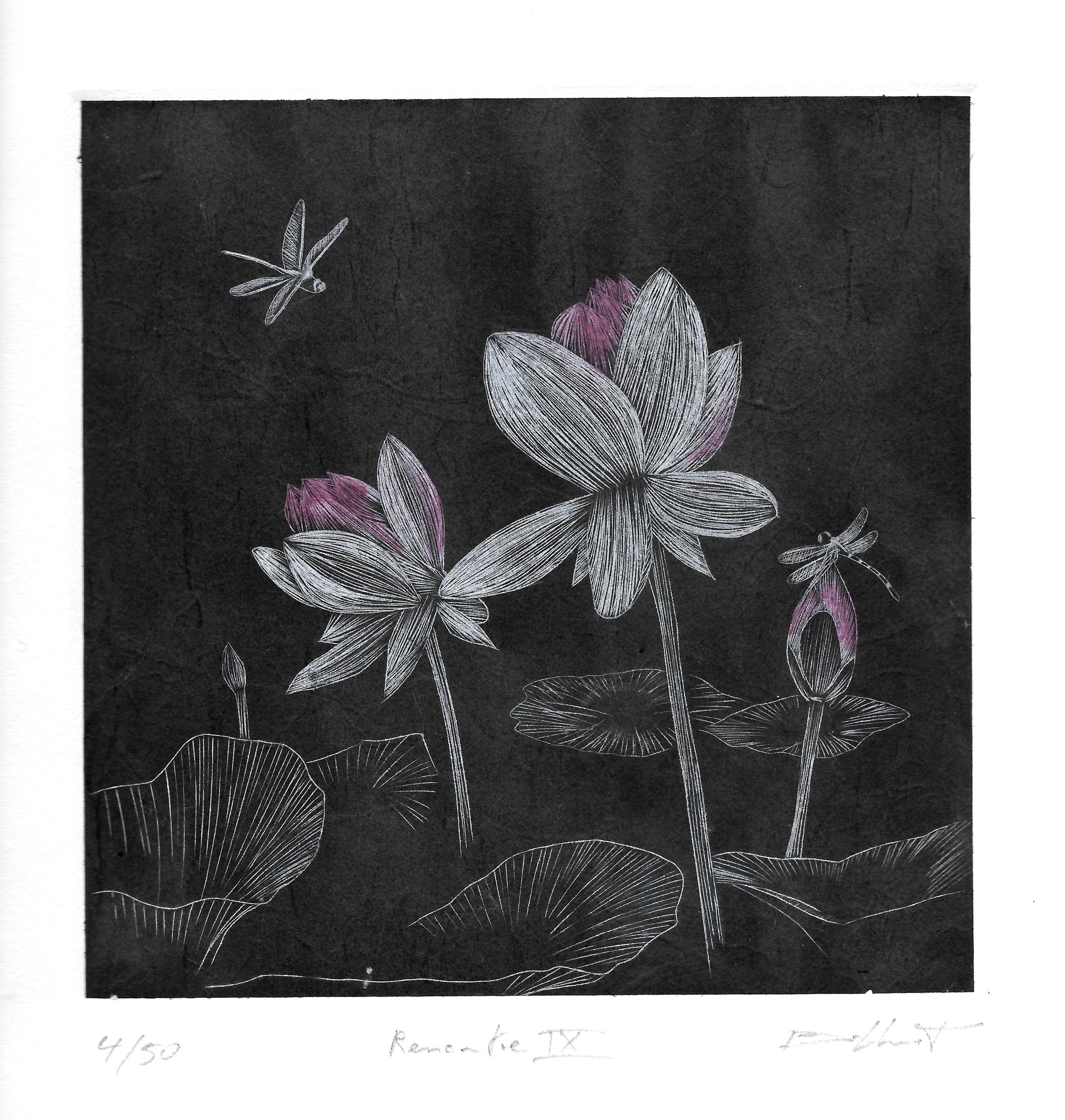 Rencontre IX - burin / chine collée - matrice 15 x 15 cm - edition 50