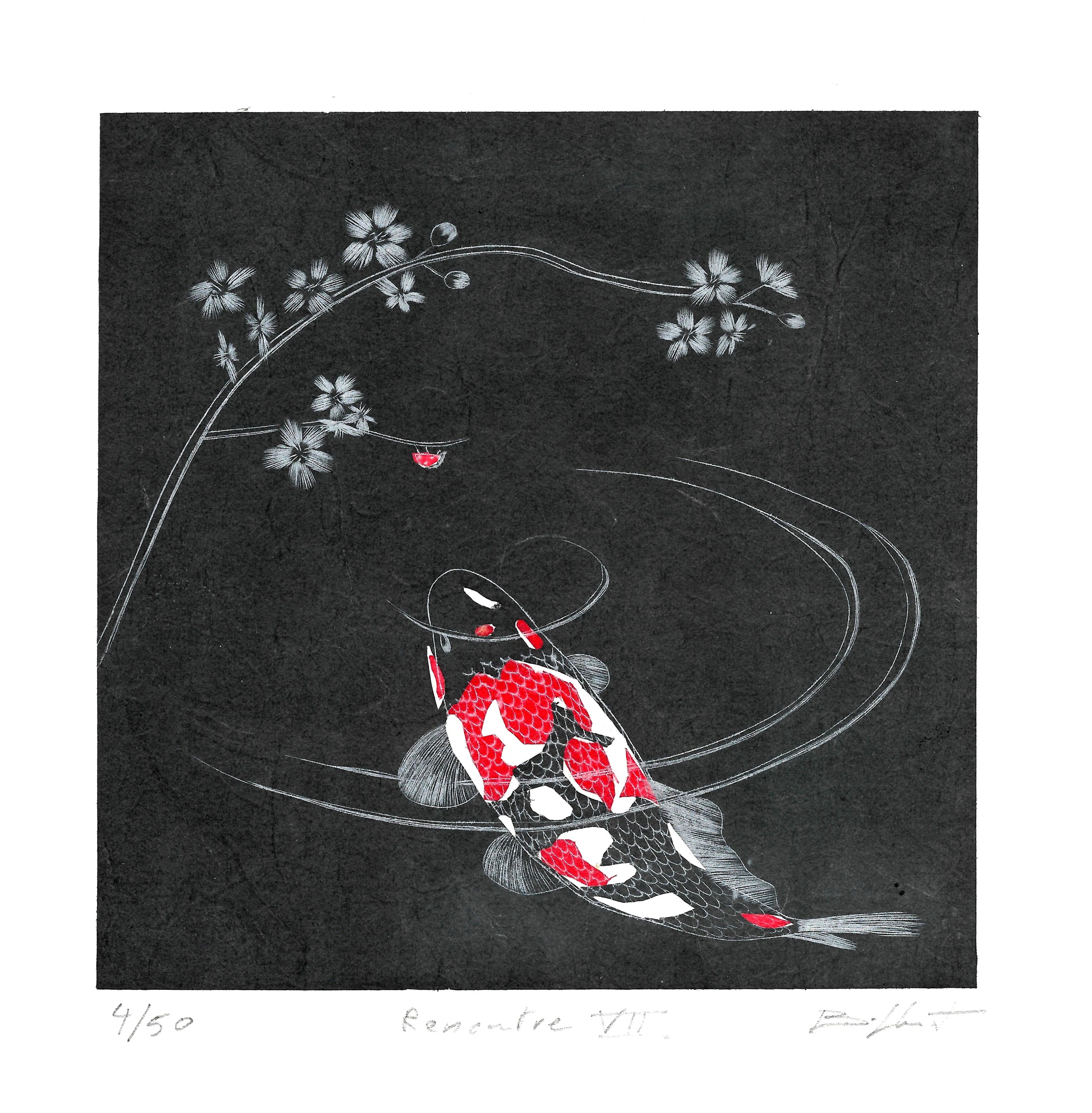 Rencontre VII - burin / chine collée - matrice 15 x 15 cm - edition 50