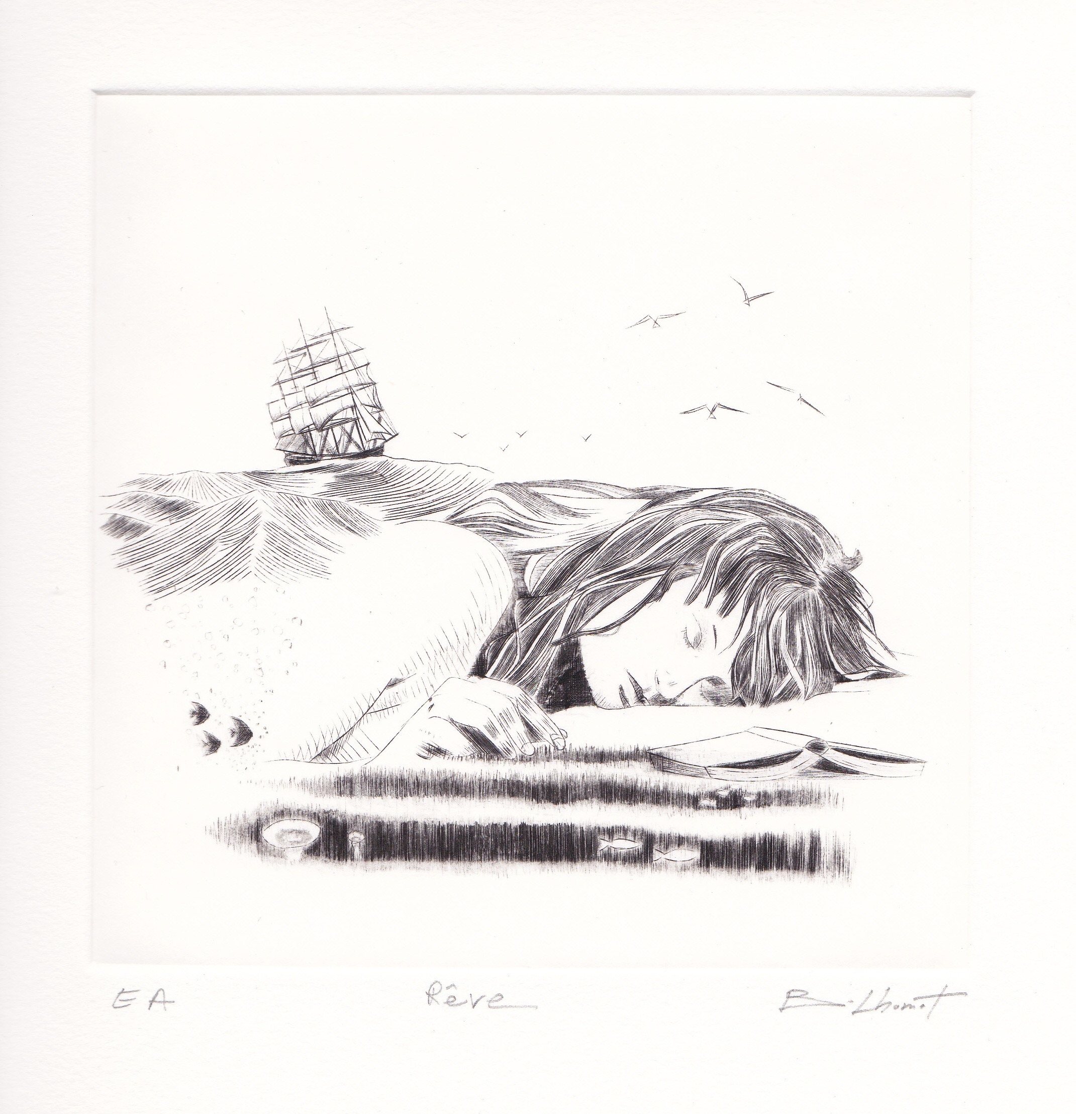 Rêve - burin - matrice 15 x 15 cm - edition 15