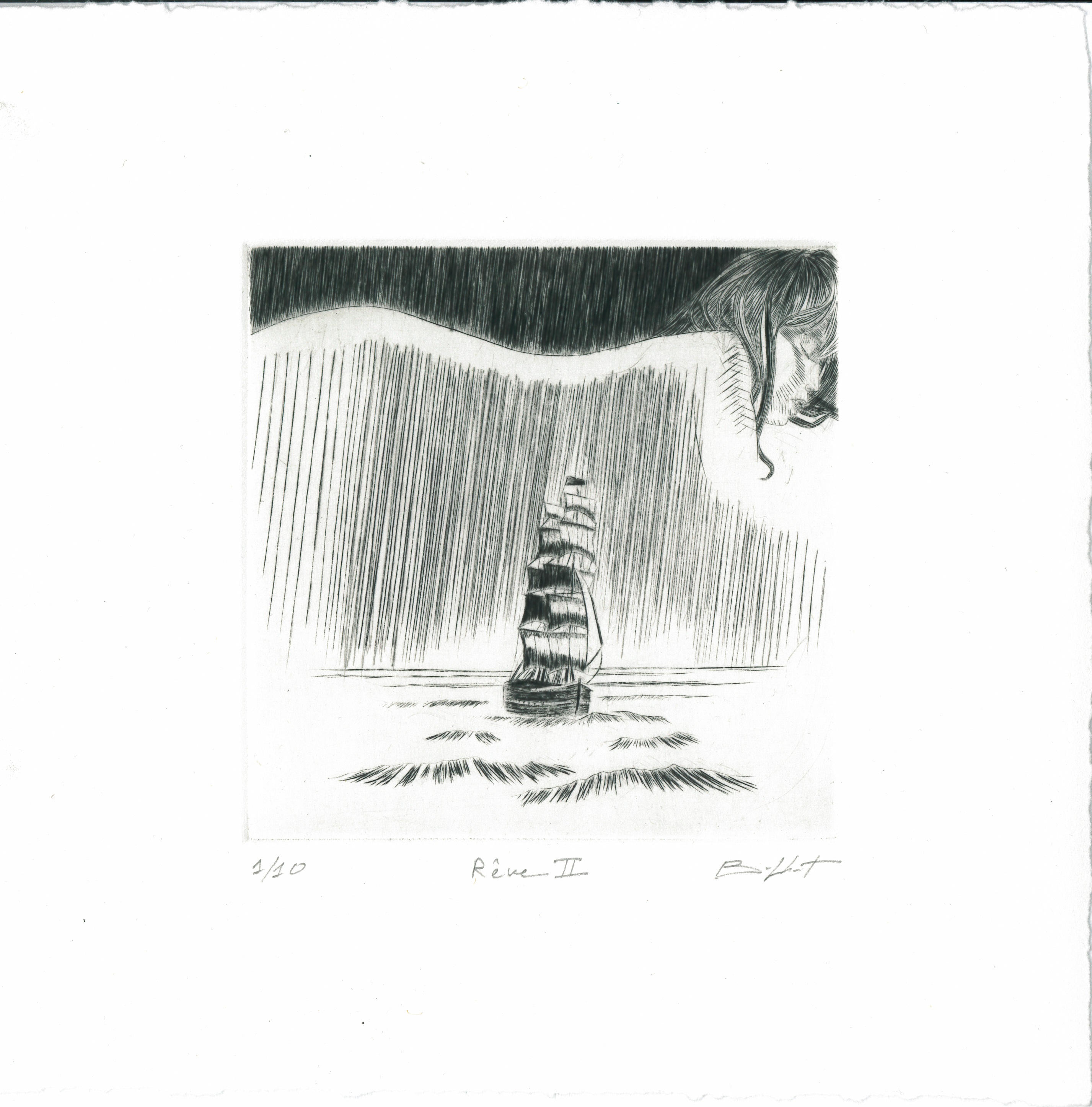 Rêve II - burin - matrice 10 x 10 cm - edition 10