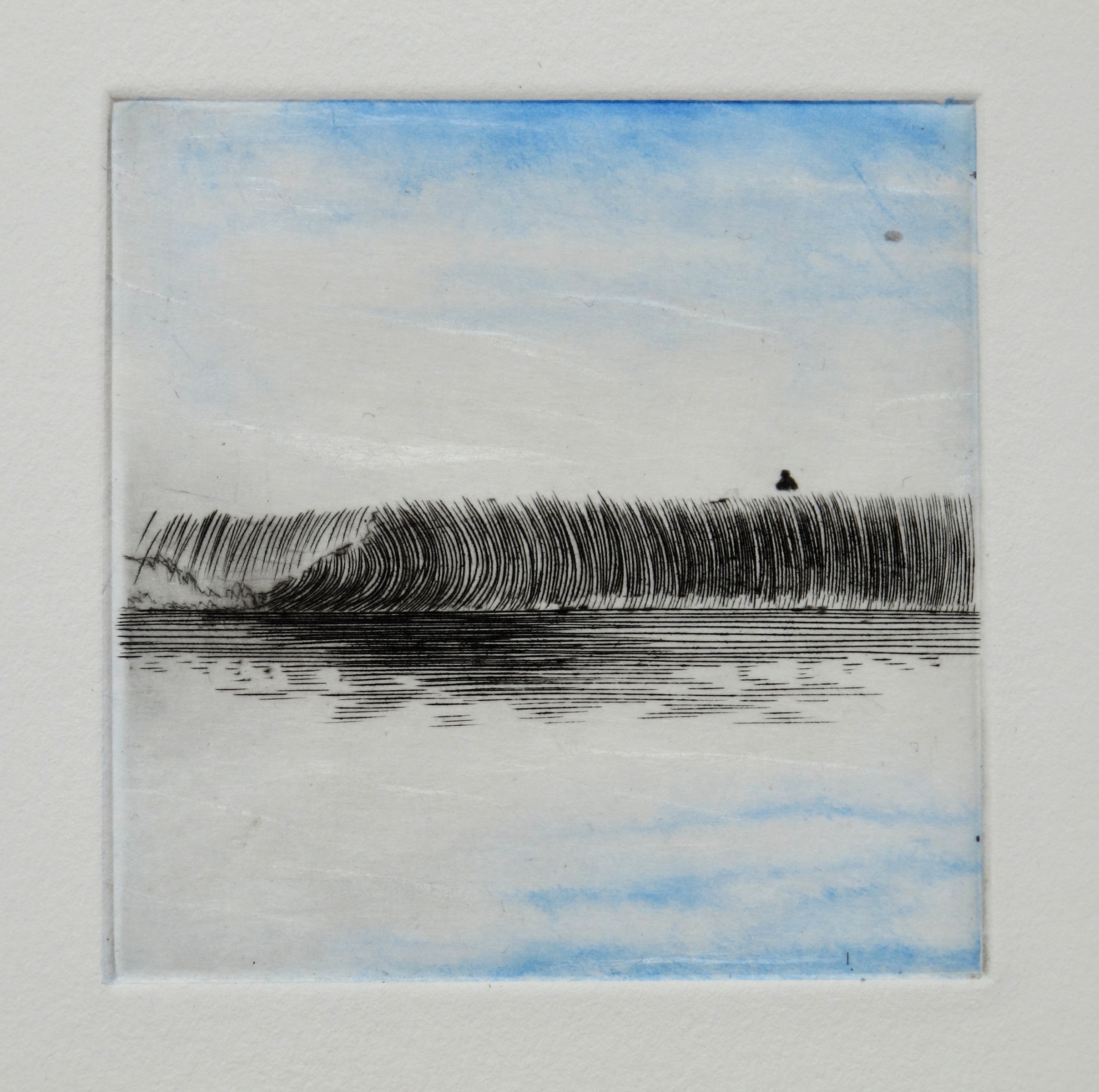 Waiting for the wave - burin / chine collée - matrice 10 x 10 cm - edition 10